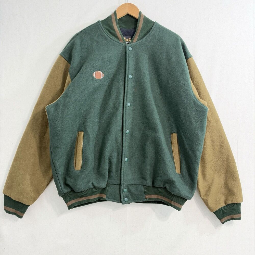 Vintage Auburn Sportswear Varsity Jacket XXL Wool Football Green USA Made